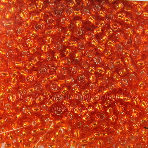 97030 Бисер 10/0 Preciosa прозрачный красно-оранжевый с серебряным центром