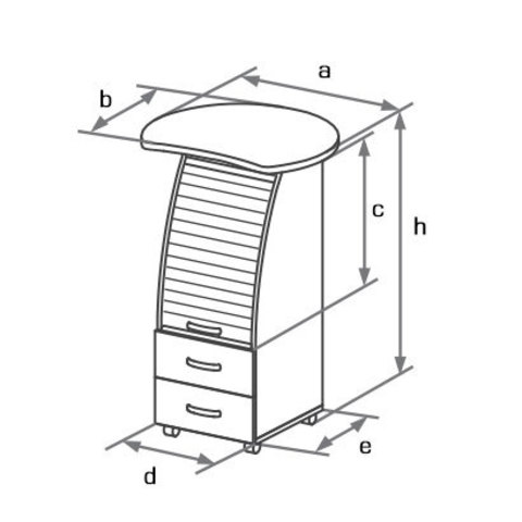 Тумба высокая роллетная с полукругой столешницей БОСТОН