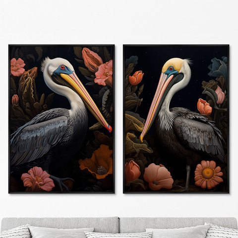 ArtNoMore - Набор из 2-х репродукций картин на холсте Beautiful Pelicans, 2024г.