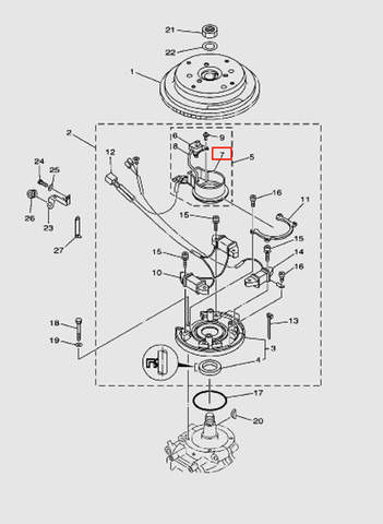 План-шайба импульсной катушки  для лодочного мотора T40 Sea-PRO