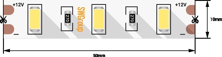 Светодиодная лента SWG 12W/m 60Led/m 5630SMD теплый белый 5M SWG660-12-12-WW-M 009714