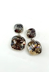 Серьги с кристаллами два квадрата, 6 цветов