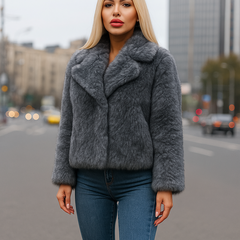 Оптом шуба тедди серый 42-48