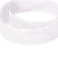 
          Декоративная лента капроновая для декора и флористики, 2,5 см, намотка 25 ярдов, белый, дизайн линии