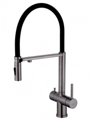 WONZON & WOGHAND WW-88458009-BGM Смеситель для кухни с гибким изливом и подключением фильтра, темный графит фото