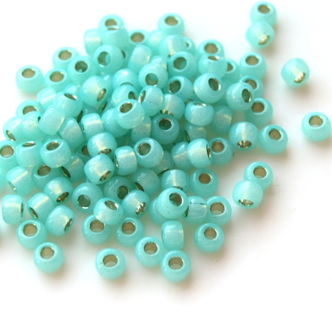 6/0 RR-0571 Бисер круглый Миюки /Miyuki round 6/0 Dyed Sea green Alabaster
