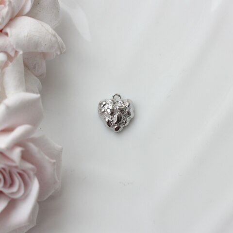 Подвеска с Сердце фактурное, 13*12 мм, родий, П106