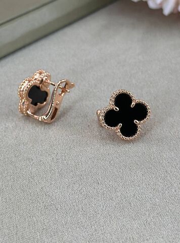 Серьги клевер на английском замке VCA качество rose VGOLD