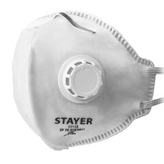 STAYER FV-80, класс защиты FFP1, плоская, фильтрующая полумаска с клапаном выдоха (11113)