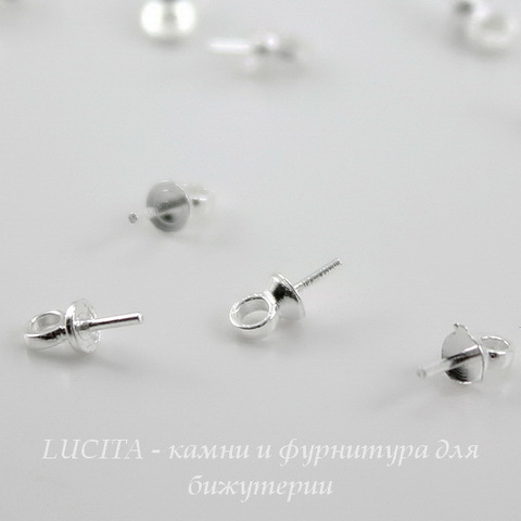 Держатель для бусины 6,5х3 мм (цвет - серебро) , 10 штук