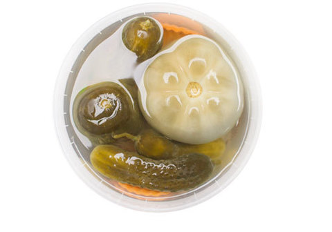 Ассорти из соленых огурцов, томатов и чеснока, 600г