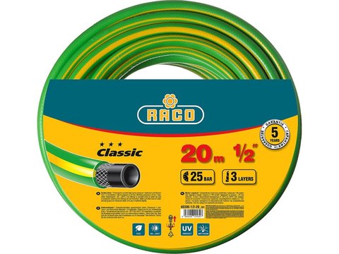 RACO CLASSIC 1/2? 20 м, 25 атм, трёхслойный, армированный, Поливочный шланг (40306-1/2-20)