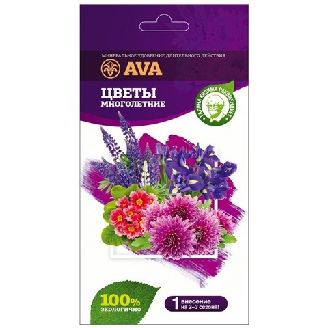 Удобрение AVA (АВА) для многолетних садовых цветов 100 гр. (дой-пак)