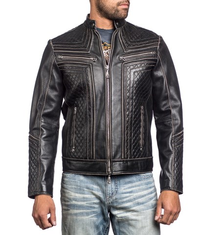 Affliction | Куртка мужская кожаная LEMMY LEATHER JACKET 110OW145 перед