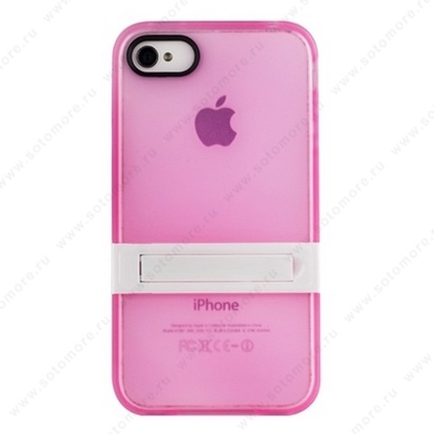 Накладка для iPhone 4s/ 4 с подставкой розовая