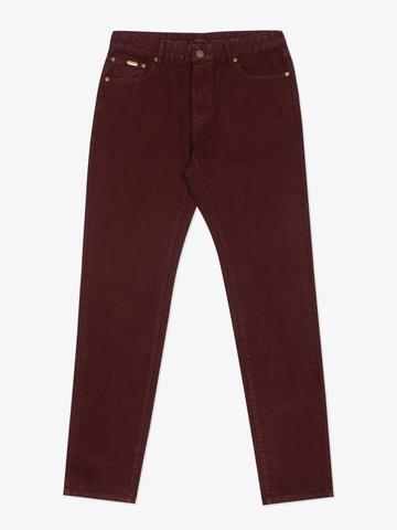 Плотные джинсы цвета красного вина из премиального хлопка