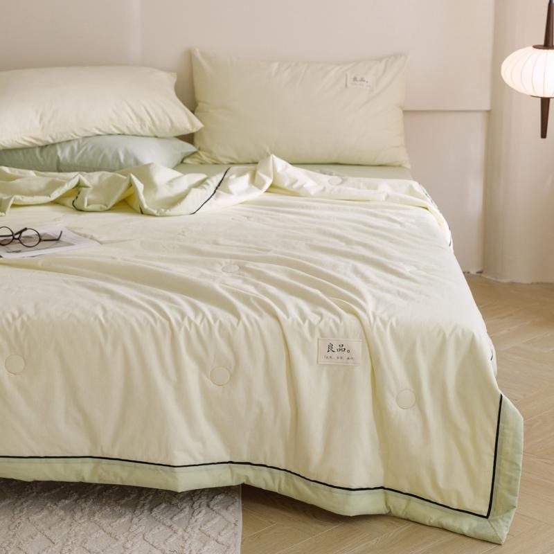 Комплект постельного белья Семейный (2 одеяла) Хлопок Желто-зеленый