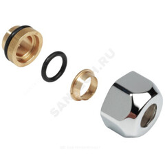 Соединитель латунь для медных труб хром глянцевый Дн 16х16 обжим/ВР с базой 16мм T178C Giacomini T178CX018