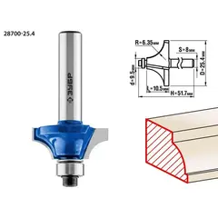 ЗУБР 25.4 x 10.5 мм, радиус 6.3 мм, фреза кромочная калевочная №1, Профессионал (28700-25.4)