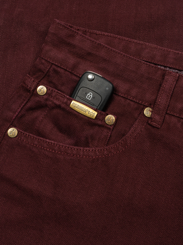 Плотные джинсы цвета красного вина из 100%-ного премиального хлопка