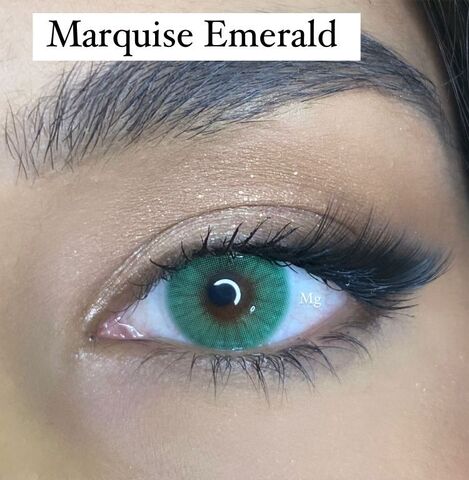 Зеленые  линзы на 12 мес Marquise emerald / Маркиза - гарантированно перекрывает темный цвет глаз/Изумрудные линзы для карих глаз ( Распродажа )