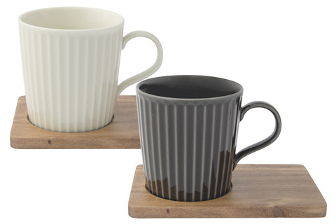 Набор кружек 2шт 380мл Easy Life Время отдыха чёрная и светло-оливковая