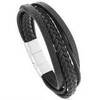 Браслет черный плетёный кожаный (art. К 75589)