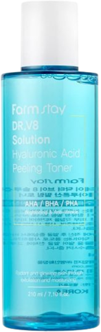 Farmstay Dr.V8 Solution Hyaluronic Acid Peeling Toner Тонер увлажняющий с гиалуроновой кислотой и AHA/BHA/PHA кислотами
