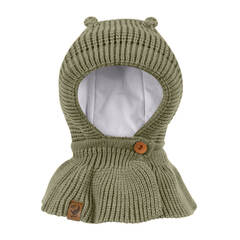 Зимняя шапочка-капор Мишка (светлый хаки)