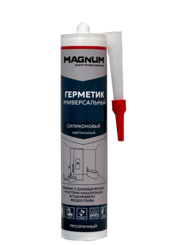 Герметик НЕЙТРАЛЬНЫЙ силиконовый MAGNUM бесцветный, 280мл (уп - 24шт)