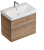 Шкафчик для раковины Geberit Smyle Square, с двумя выдвижными ящиками: B=73.4см, H=61.7см, T=47см, Пекан / Меламин, древесная структура