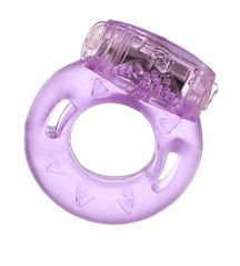 Фиолетовое эрекционное кольцо с виброэлементом в верхней части - 