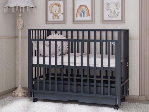 Кроватка Hollie с универсальным маятником и ящиком, цвет графит