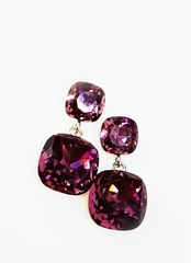 Серьги с кристаллами два квадрата, 6 цветов