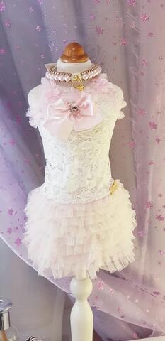 Платье-сарафан "Lace Dance White+Pink Dress" For Pets Only (Италия)
