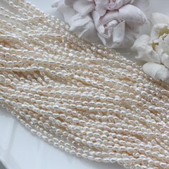 Жемчуг натуральный речной, рис, 3,5-4,2 мм, 1 нить, Ж018