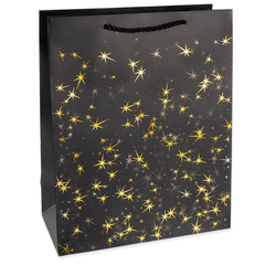 Пакет подарочный S вертикальный, Тысячи созвездий, Черный/Золото, 18*23*10 см (Д*В*Ш)