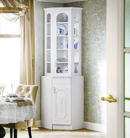 Буфет угловой Констанция (Белый матовый, Белый)