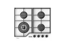 Варочная панель встраиваемая Midea MG697TTGW, газовая, закалённое стекло, таймер, газ контроль, чугунные решётки Варочная панель встраиваемая Midea MG697TTGW, газовая, закалённое стекло, таймер, газ контроль, чугунные решётки
