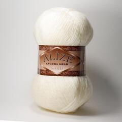 ALIZE "Angora Gold Simli", 10% мохер, 10% шерсть, 5% металлик - 75% Акрил, 100 гр, 550 м, 62 молочный