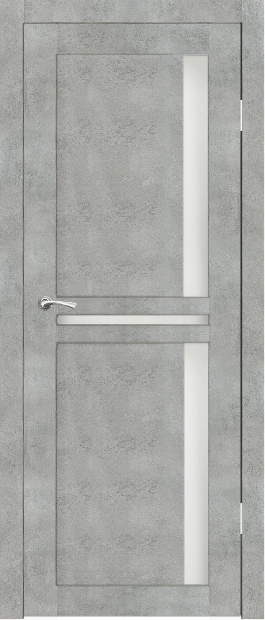 Дверь межкомнатная Синержи Эль Порте, цвет серый бетон, экошпон, стекло сатин
