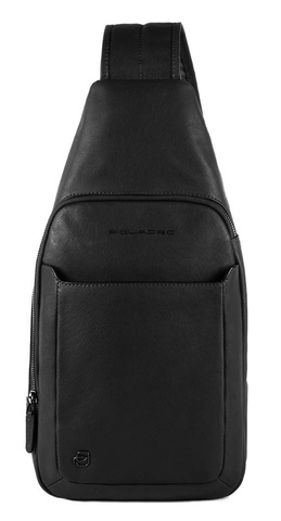 Рюкзак слинг Piquadro Black Square, чёрный, кожа натуральная (CA4827B3/N)