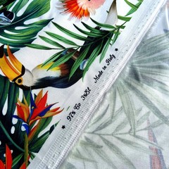 хлопок сатин стрейч с попугаями