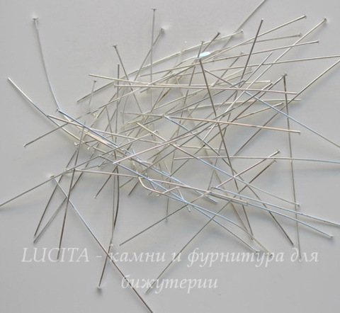 Комплект пинов - гвоздиков (цвет - серебро) 50x0,5 мм, примерно 500 штук