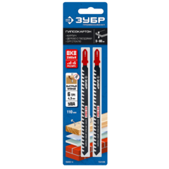 ЗУБР T341HM, 2 шт, 110 мм / 4.3 мм, T-хвост., твердосплавные зубья ВК-8, по пенобетону/дереву/кирпичу, полотна для лобзика (155957-4)