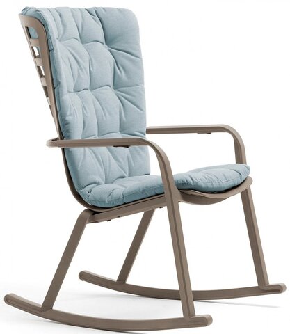 Кресло-качалка пластиковое с подушкой Nardi Folio, тортора, голубой
