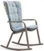 Кресло-качалка пластиковое с подушкой Nardi Folio, тортора, голубой