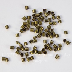 Кримпы - зажимные бусины - трубочки 1,5-1,8 мм (цвет - античная бронза), 2 гр (примерно 320 штук)