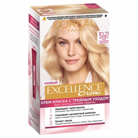 Краска д/волос L'OREAL EXCELLENCE 10.21 Светло-русый перлам БЕЛЬГИЯ