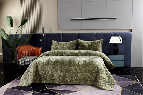 Покрывало 240x260 Sofi De MarkO Деварта оливково-зеленое